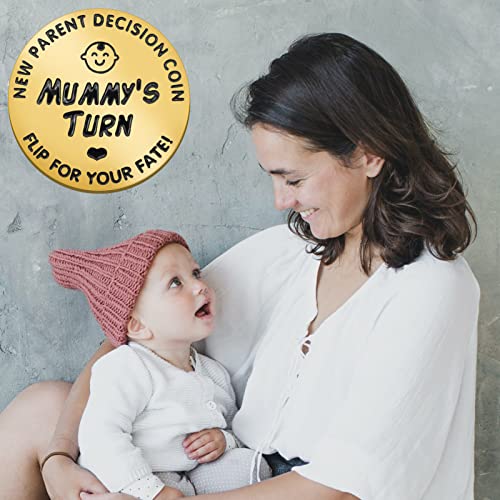 Huwane New Parent Decision Coin Flip for Your Fate, Mummy’s Turn or Daddy’s Turn, Mom Dad Coin Flip New Baby Gift for Wife, Husband, Mother’s Day, Father’s Day, Christmas, Birthday