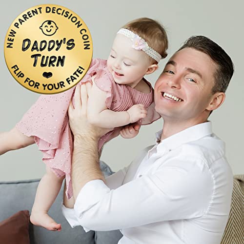 Huwane New Parent Decision Coin Flip for Your Fate, Mummy’s Turn or Daddy’s Turn, Mom Dad Coin Flip New Baby Gift for Wife, Husband, Mother’s Day, Father’s Day, Christmas, Birthday