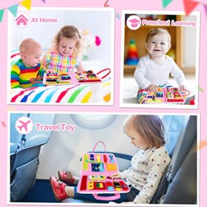 ZMLM Montessori Busy Board Toy: Toddler Sensory Toy Christmas Birthday Gifts for 1 2 3 4 Years Old Girl Boy Preschool Buckle Zipper Activity Board Kids Educational Travel Toy Learning Fine Motor Skill