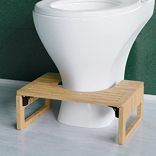 𝗪𝗜𝗡𝗡𝗘𝗥 𝟮𝟬𝟮𝟯* Potty for Adults and Kids, Bamboo Potty Stool, 7 inches Foldable Bathroom Stool, Toilet Stool for Constipation & Bloating Relief, Easy to Clean & Anti Slip Potty Tool