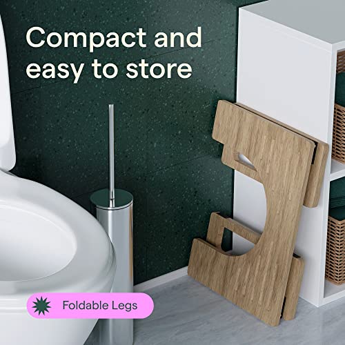 𝗪𝗜𝗡𝗡𝗘𝗥 𝟮𝟬𝟮𝟯* Potty for Adults and Kids, Bamboo Potty Stool, 7 inches Foldable Bathroom Stool, Toilet Stool for Constipation & Bloating Relief, Easy to Clean & Anti Slip Potty Tool