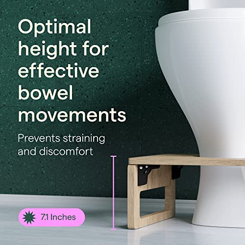 𝗪𝗜𝗡𝗡𝗘𝗥 𝟮𝟬𝟮𝟯* Potty for Adults and Kids, Bamboo Potty Stool, 7 inches Foldable Bathroom Stool, Toilet Stool for Constipation & Bloating Relief, Easy to Clean & Anti Slip Potty Tool