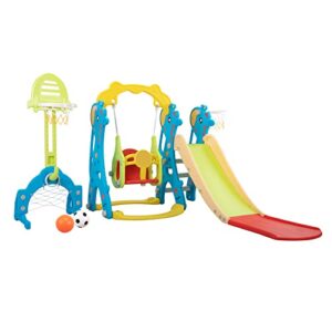 5 in 1 Kids Slide for Toddlers Age 1-3, Slide and Swing Set for Children Baby Indoor Outdoor, Playsets Playground Sets for Backyards Plastic