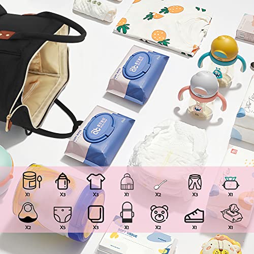 Femuar Diaper Bag Backpack Multifunction Maternity Nappy Baby Bag for Girls & Boys Large Capacity Travel Diaper Bags Dark Black