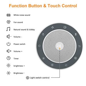 White Noise Machine, Sleep Sound Machine with 30 Soothing Sounds, 7 Color Baby Night Lights, Full Touch Control, Timer and Memory Features, Plug in, Sound Machine for Baby, Adults