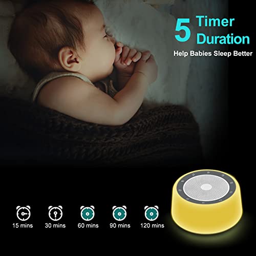 White Noise Machine, Sleep Sound Machine with 30 Soothing Sounds, 7 Color Baby Night Lights, Full Touch Control, Timer and Memory Features, Plug in, Sound Machine for Baby, Adults