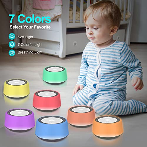 White Noise Machine, Sleep Sound Machine with 30 Soothing Sounds, 7 Color Baby Night Lights, Full Touch Control, Timer and Memory Features, Plug in, Sound Machine for Baby, Adults