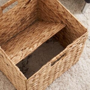 M4DECOR Wicker storage basket, wicker storage baskets for shelves, large wicker baskets for storage, wicker cube storage bins for Bedroom, Living Room, Nursery Room (Natural 4 packs 12x12in)