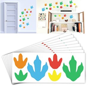 top label dinosaur footprints wall decals, dinosaur tracks decals for kids room removable birthday party wall decor decals, 2 size,60 pcs orange,green,blue,red , yellow