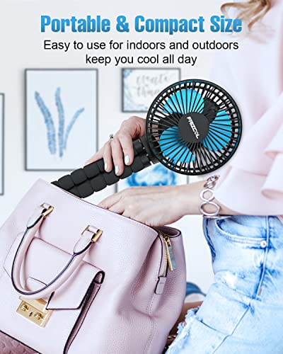 FRIZCOL Stroller Fan for Baby - Portable Fan Rechargeable - Battery Operated Fan(Use for 30Hrs) - Fan for Handheld/Clip On/Car Seat/Desk/Camping