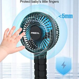 FRIZCOL Stroller Fan for Baby - Portable Fan Rechargeable - Battery Operated Fan(Use for 30Hrs) - Fan for Handheld/Clip On/Car Seat/Desk/Camping