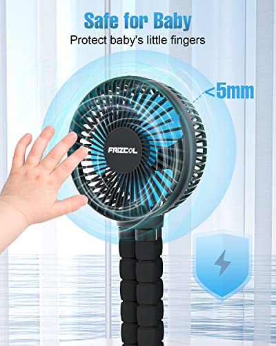 FRIZCOL Stroller Fan for Baby - Portable Fan Rechargeable - Battery Operated Fan(Use for 30Hrs) - Fan for Handheld/Clip On/Car Seat/Desk/Camping