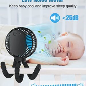 FRIZCOL Stroller Fan for Baby - Portable Fan Rechargeable - Battery Operated Fan(Use for 30Hrs) - Fan for Handheld/Clip On/Car Seat/Desk/Camping