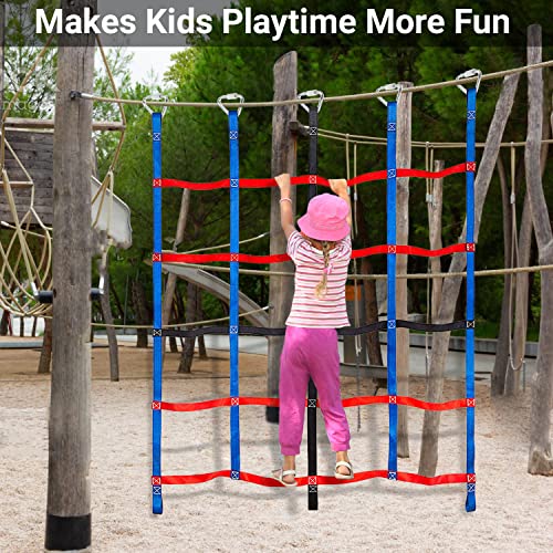 Climbing Net for Kids, Polyester Rope Ladder Jungle Gym Playground & Backyard Set, Ninja Warrior Style Obstacle Course Cargo Net for Kids Outdoor Treehouse, Swing Set Or Monkey Bar Attachment