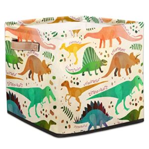 dinosaur pattern storage basket bins for organizing pantry/shelves/office/girls room, cute animal storage cube box with handles collapsible toys organizer 13x13