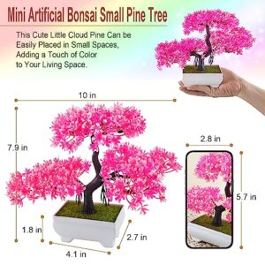 LYSTAR Artificial Pine Tree Bonsai - Realistic Plastic Tree for Office Desk Decor - Fake Bonsai with Natural Appearance and Texture, Perfect for Home and Workplace (Pink)