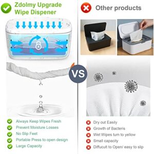 Zdolmy Wipes Dispenser, Wipe Holder for Baby, Refillable Wipe Container, Large Capacity, Portable Press to Open, Non-Slip, Double Sealing Lock Water Wipes Pouch Case