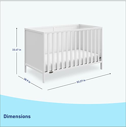 Graco Theo Convertible Crib (White) – Converts from Baby Crib to Toddler Bed and Daybed, Fits Standard Full-Size Crib Mattress, Adjustable Mattress Support Base