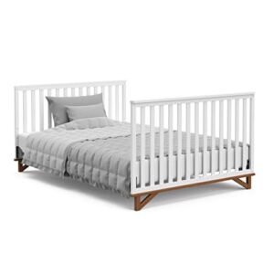 Graco Storkcraft Santa Monica 5-in-1 Convertible Crib (White with Vintage Driftwood) – GREENGUARD Gold Certified, Modern Design, Two-Tone Baby Crib, Converts to Toddler Bed, Daybed and Full-Size Bed