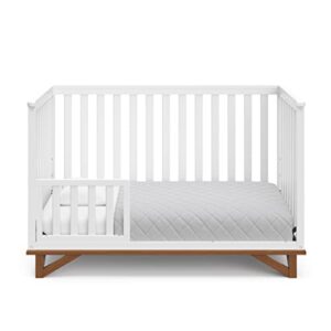 Graco Storkcraft Santa Monica 5-in-1 Convertible Crib (White with Vintage Driftwood) – GREENGUARD Gold Certified, Modern Design, Two-Tone Baby Crib, Converts to Toddler Bed, Daybed and Full-Size Bed