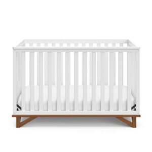 Graco Storkcraft Santa Monica 5-in-1 Convertible Crib (White with Vintage Driftwood) – GREENGUARD Gold Certified, Modern Design, Two-Tone Baby Crib, Converts to Toddler Bed, Daybed and Full-Size Bed