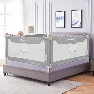 famill upgrade bed guard rail for full size queen king twin bed for toddlers and baby (grey,1 piece, 78.7")