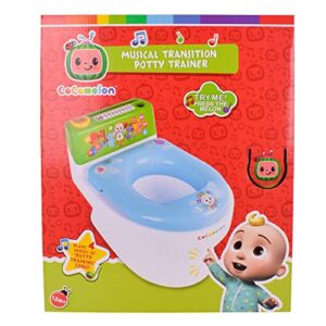 CoComelon Official Musical Transition Potty Trainer – Plays Potty Training Song | Transforms from Potty to Toilet Topper Seat | Easy to Clean with Handles, Splash Guard, Tracking Chart and Storage