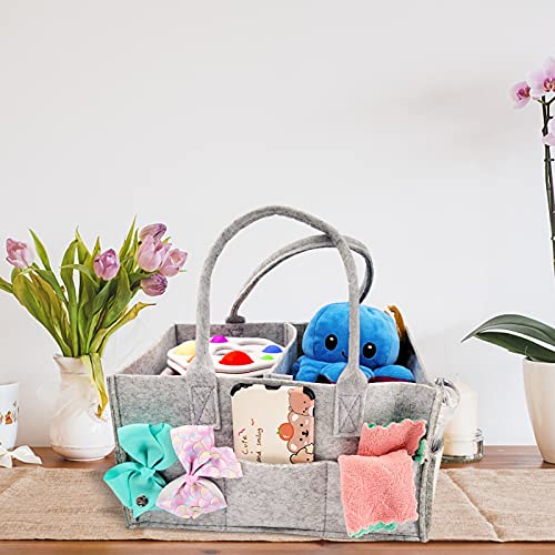 Baby Diaper Caddy Organizer,Portable Belt Diaper Caddy,Large Diaper Storage Caddy,Grey Travel Nursery Baskets,Baby Storage Organizer Nappy Holder Car Organizer