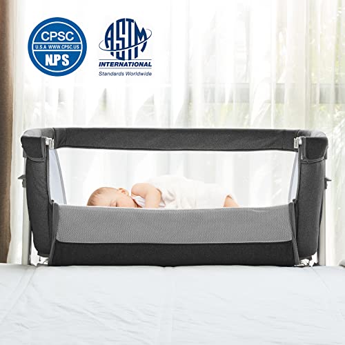 SYCYH Baby Bassinet Bedside Sleeper Easy to Assemble Portable Co-Sleep Bedside Crib for Newborn Infant, Two-Side Safe Breathable Mesh Design