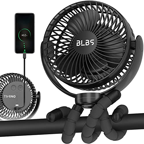 Stroller Fan - 65Hrs 12600mAh Rechargeable Fan, Timing Car Seat Fan, Portable Clip On Fan, Car Fan for Baby, Battery Operated Fan for Baby Stroller, Peloton, treadmill, Golf Cart, Beach, Bed, Dog