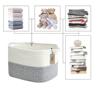 Blanket Baskets 21''x13.6''Cotton Rope Laundry Hamper Baby Nursery Storage Organizer Bundle with 13.5"x11"x 9.5"square woven Rope Basket for Shelves Toys, Nursey Cube Bin, Decorative Storage Organizer