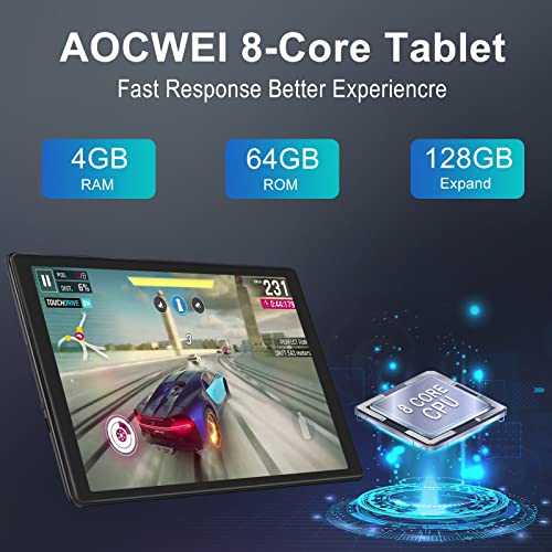 AOCWEI 2023 Tablet, 10 inch Android 11 Tablets with Octa-Core, 4GB RAM 64GB ROM, 8000 mAh Battery, Drop-Proof Case, HD IPS Touchscreen, WiFi, Bluetooth, GMS Certified, Split Screen - X500 (Green)