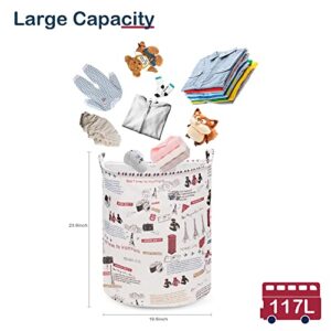 MHPARKT 117L Large Laundry Basket ,Extra-Large Capacity Laundry Hamper,Collapsible Clothes Hamper,Multipurpose Tall Baskets For Toys,Clothes.... (City)