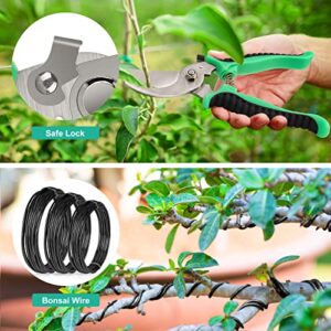 16PCS Bonsai Tools Kit with Bag,Gardening Succulent Tree Indoor Beginner Tool Kit with Bonsai Wire, Pruning Shears, Bonsai Scissors, Gardening Trimming Tools, Gifts for Women