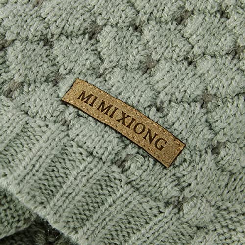 mimixiong Baby Blanket Knitted Soft Swaddling Receiving Baby Blankets for Crib Stroller Sage Green 40x30 Inch