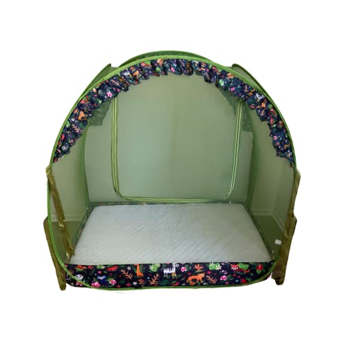 Magnolia Honey Baby Crib Tent - Pop Up Mesh Canopy - Breathable Mosquito Net - Cute Jungle Design - Keep Toddler from Climbing Out - Fits All Standard Cribs - Portable - Easy to Install