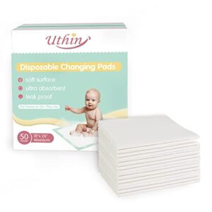 uthin disposable changing pads(50 pack),baby disposable underpad,waterproof & absorbent diaper changing pad,breathable underpads,bed table protector mat,18 inches x 26 inches