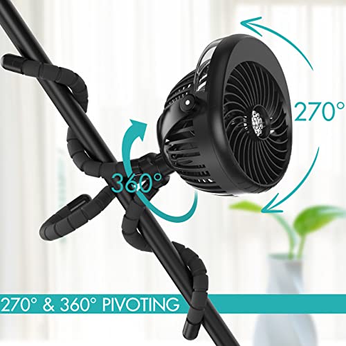 YONHISDAT Misting Fan for Stroller, Portable Clip on Fan for Baby, Rechargeable Mist Fan with Flexible Tripod for Stroller, Crib, Treadmill, Car Seat