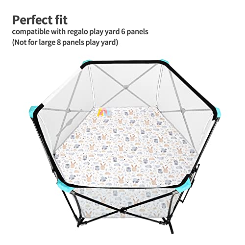 Dad-Baby Hexagon Playpen Mattress, Baby Floor Mat Fits Regalo Play Yard 6 Panel Playpen and Hiccapop PlayPod Portable Playpen,Non Slip with Carry Bag,Visual Stimulation,Baby Essentials