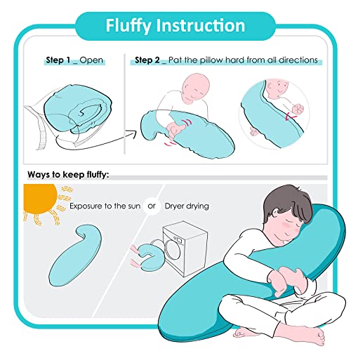 BYRIVER 35" Contour Cooling Cute Body Pillow for Kids Girls Boys Toddler, Child Hug Pillow for Sleeping, Nursery Pillow for Baby, Washable Cotton Dinasour Pillow Cover, Gifts for Kids (KL)