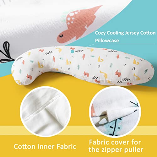 BYRIVER 35" Contour Cooling Cute Body Pillow for Kids Girls Boys Toddler, Child Hug Pillow for Sleeping, Nursery Pillow for Baby, Washable Cotton Dinasour Pillow Cover, Gifts for Kids (KL)