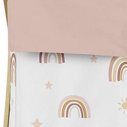 Sweet Jojo Designs Boho Rainbow Baby Kid Clothes Laundry Hamper - Blush Pink Dusty Rose Gold Yellow Mauve Taupe Beige Tan Bohemian Stars Sun Celestial Vintage Sky