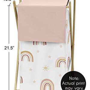 Sweet Jojo Designs Boho Rainbow Baby Kid Clothes Laundry Hamper - Blush Pink Dusty Rose Gold Yellow Mauve Taupe Beige Tan Bohemian Stars Sun Celestial Vintage Sky