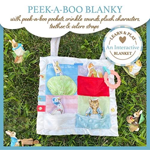 KIDS PREFERRED Beatrix Potter Peter Rabbit Peek-a-Boo On The Go Blanky, Activity Lovey Security Blanket for Babies, Multicolor