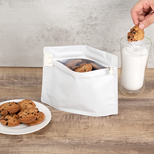 Restaurantware High Level White Plastic Locking Pouch - Child-Resistant - 8" x 2 1/4" x 6" - 10 count box