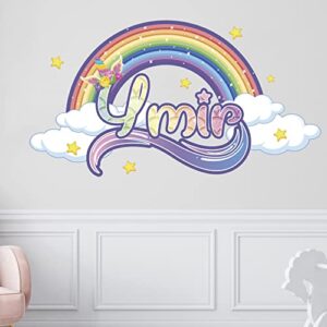 Kyle Cornhole Rainbow Wall Decals - Personalized Unicorn for Girls Bedroom Name Decal Room Decor Sticker Nursery Art, Green,rainbow