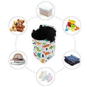 xigua Laundry Hamper Basket Cartoon Dinosaur Collapsible Nursery Storage Bin Waterproof Clothing Baskets for Home Bedroom Bathroom Washing Room