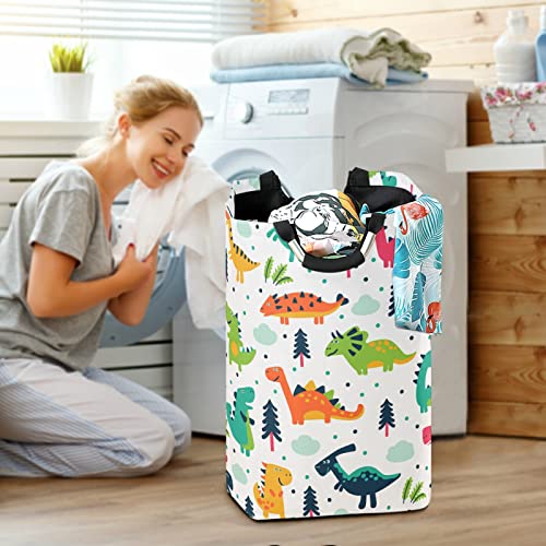 xigua Laundry Hamper Basket Cartoon Dinosaur Collapsible Nursery Storage Bin Waterproof Clothing Baskets for Home Bedroom Bathroom Washing Room