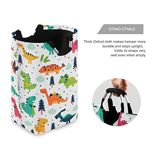 xigua Laundry Hamper Basket Cartoon Dinosaur Collapsible Nursery Storage Bin Waterproof Clothing Baskets for Home Bedroom Bathroom Washing Room