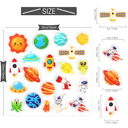 20 PCS Outer Space Thick Gel Clings Galaxy Window Gel Clings Decals Stickers for Kids Toddlers and Adults Home Airplane Classroom Nursery Outer Space Party Supplies Decorations Removable and Reusable